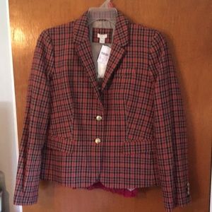JCREW size 14 Suit Jacket Tan Burgess Red